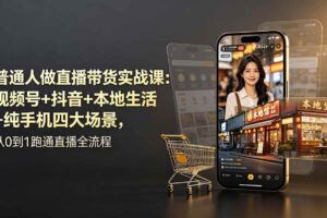 (19111期)普通人做直播带货实战课:视频号+抖音+本地生活+纯手机四大场景,从0到1跑通直播全流程