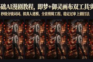 零基础AI漫剧教程,即梦+御灵画布双工具实操,秒级分镜提示词、拟真人建模、全套剪辑工程、稳定过审上剧打法