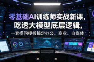 零基础AI训练师实战课，吃透大模型底层逻辑，一套提问模板搞定办公、商业、自媒体、设计、生活全场景AI落地应用