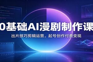 0基础AI漫剧制作课:出片技巧剪辑运营,起号创作付费变现