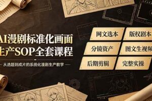 (19199期)AI漫剧标准化画面生产SOP全套课程,网文选本版权剧本分镜资产全覆盖,图文生视频后期剪辑完整实操教学