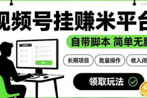 最新视频号挂G賺米平台,自带脚本,长期能做,简单无脑【揭秘】
