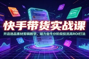 快手带货实战课:开店选品素材剪辑教学,磁力金牛分阶段投流高ROI打法