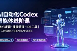 (19245期)AI自动化Codex智能体进阶课|核心逻辑·技能管理·IDE工具|从零搭建私人专属AI自动化商用工作流