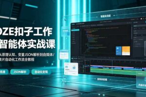 COZE扣子工作流智能体实战课|零基础从原理认知、变量JSON解析到自媒体/商业宣传片自动化工作流全教程