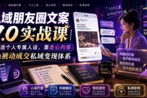 私域朋友圈文案7.0实战课｜塑造个人专属人设，靠走心内容打造被动成交私域变现体系