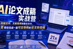 AI论文成稿实战营,从选题定向、文献提纲到整合交付,21天带你完成一篇可交导师的论文阶段稿