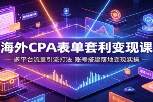 海外CPA表单套利变现课:多平台流量引流打法,账号搭建落地变现实操