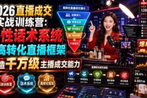 2026直播成交实战训练营:人性话术系统+高转化直播框架,打造千万级主播成交能力