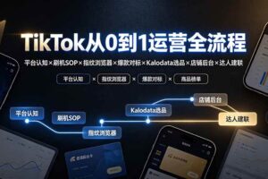(19480期)TikTok从0到1运营全流程:平台认知×刷机SOP×指纹浏览器×爆款对标×Kalodata选品×店铺后台×达人建联