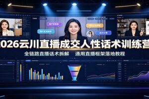 2026云川直播成交人性话术训练营:全链路直播话术拆解,通用直播框架落地教程