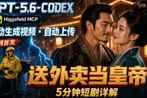 (19540期)GPT-5.6 Codex+Higgsfield MCP:一条指令生成5分钟短剧并自动上传YouTube(油管)
