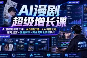 AI漫剧超级增长课|从0到1打造一人AI内容公司,账号运营+漫剧制作+商业变现全流程实战