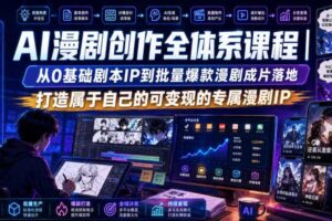 AI漫剧创作全体系课程｜从0基础剧本IP到批量爆款漫剧成片落地，打造属于自己的可变现的专属漫剧IP