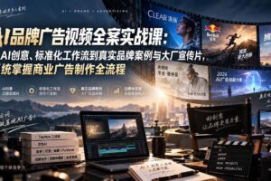 （20394期）AI品牌广告视频全案实战课：从AI创意、标准化工作流到真实品牌案例与大厂宣传片，系统掌握商业广告制作全流程