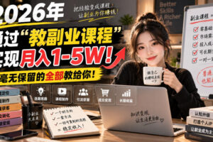 2026年通过“教副业课程”实现月入1-5W！毫无保留的全部教给你！