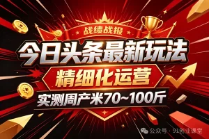 今日头条最新玩法,精细化运营,躺米,实测周产米 70~100 斤,兔米橡木,全新躺.zhuan模式