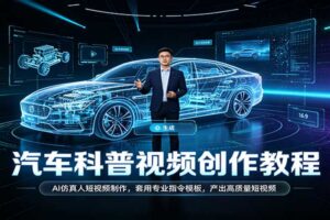 汽车科普视频创作教程：AI仿真人短视频制作，套用专业指令模板，产出高质量短视频