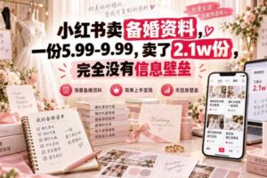 小红书卖备婚资料，一份5.99-9.99，卖了2.1w份，完全没有信息壁垒