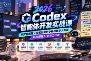 （20574期）2026Codex智能体开发实战课：从安装配置+技能封装到小程序数字人开发，系统搭建AI业务工作流