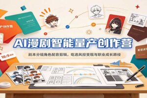 AI漫剧智能量产创作营:剧本分镜角色配音剪辑,吃透风控变现与职业成长路径