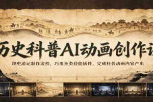 历史科普AI动画创作课:理史游记制作流程,巧用各类技能插件,完成科普动画内容产出
