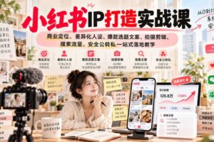 小红书ip打造实战课,商业定位、差异化人设、爆款选题文案、拍摄剪辑、搜索流量、安全公转私一站式落地教学