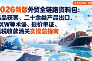 （20722期）2026新版外贸全链路资料包：选品获客、二十余类产品出口、EXW等术语、报价单证、退税收款清关实操总指南