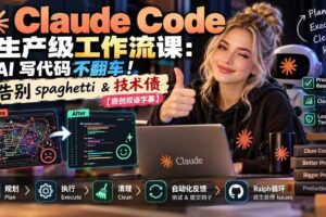 (20739期)Claude Code 生产级工作流课:AI 写代码不翻车!告别 spaghetti & 技术债【原创双语字幕】