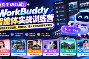 （20740期）告别手动剪辑！WorkBuddy智能体实战训练营：AI自动完成带货混剪、视频切片、图片生成与测评视频制作