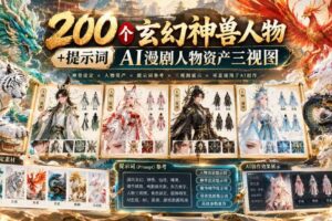 200个玄幻神兽人物+提示词ai漫剧人物资产三视图