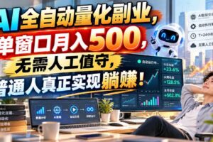AI全自动量化副业,单窗口月入500,无需人工值守,普通人真正实现躺賺!【揭秘】