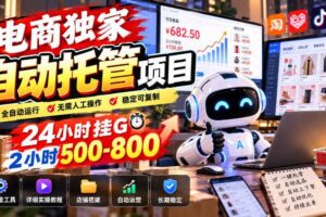 电商独家自动托管项目,24小时挂G,2小时500-800,附全套工具【揭秘】