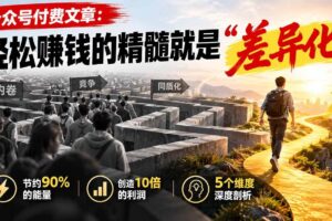 (20779期)公众号付费文章:轻松赚钱的精髓就是“差异化”