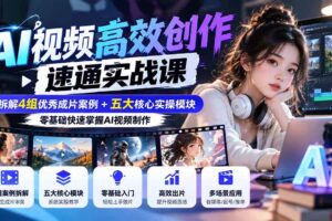 （20819期）【无水印】AI视频高效创作速通实战课：拆解4组优秀成片案例+五大核心实操模块，零基础快速掌握AI视频制作