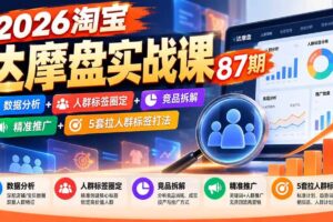 （20830期）2026淘宝达摩盘实战课87期：数据分析+人群标签圈定+竞品拆解+精准推广+5套拉人群标签打法