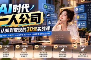 （20847期）【无水印】AI时代一人公司30堂实战课：从商业认知+产品定位+AI工作流到个人IP、私域获客与变现全流程