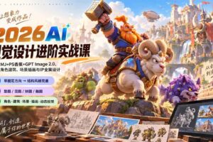 （20852期）2026AI视觉设计进阶实战课-更新1007：学习MJ+PS香蕉+GPT Image 2.0，完成角色建筑、场景插画与IP全案设计