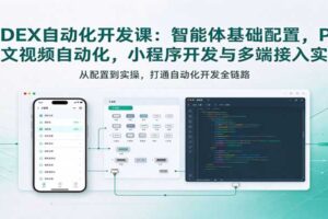 CODEX自动化开发课:智能体基础配置,PPT图文视频自动化,小程序开发与多端接入实操