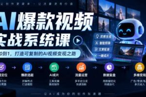 AI爆款视频实战系统课|赛道定位、爆款选题、AI成片、流量运营、数据复盘、多维变现全链路教学