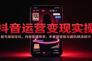 抖音运营变现实操:新号规划定位,内容直播带货,多赛道变现与避坑限流技巧
