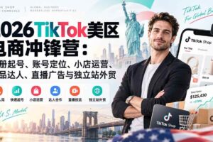 （20858期）2026TikTok美区电商冲锋营：注册起号、账号定位、小店运营、选品达人、直播广告与独立站外贸
