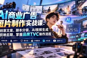 (20863期)AI商业广告短片制作实战课:从创意文案、脚本分镜、AI视频生成到剪映后期,掌握品牌TVC制作流程