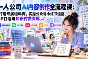 (20866期)一人公司AI内容创作全流程课:打造专属语料库,实操公众号小红书运营、IP打造与知识付费变现方法论
