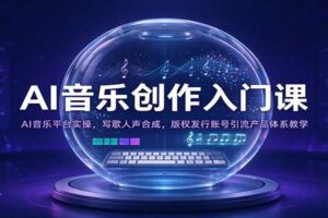 AI音乐创作入门课:AI音乐平台实操,写歌人声合成,版权发行账号引流产品体系教学