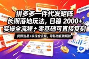 拼多多一件代发矩阵长期落地玩法,日稳2000+,选品货源+实操全流程,零基础可直接复刻