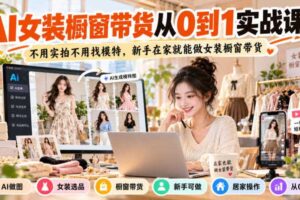 AI女装橱窗带货从0到1实战课,不用实拍不用找模特,新手在家就能做女装橱窗带货