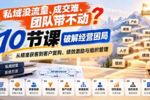 （20931期）私域没流量、成交难、团队带不动？10节课破解经营困局，从精准获客到客户复购、绩效激励与组织管理