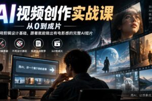AI视频创作实战课,从0到成片,不用剪辑设计基础,跟着就能做出有电影感的完整AI短片