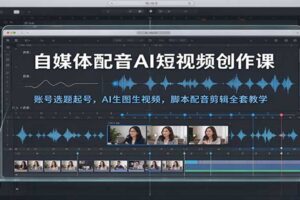 自媒体配音AI短视频创作课:账号选题起号,AI生图生视频,脚本配音剪辑全套教学